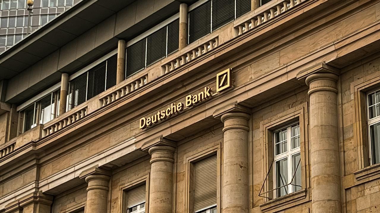 Exterior shot of the Deutsche Bank building in Germany